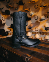 Bota Tejano Style Grisly Negro Biker 035